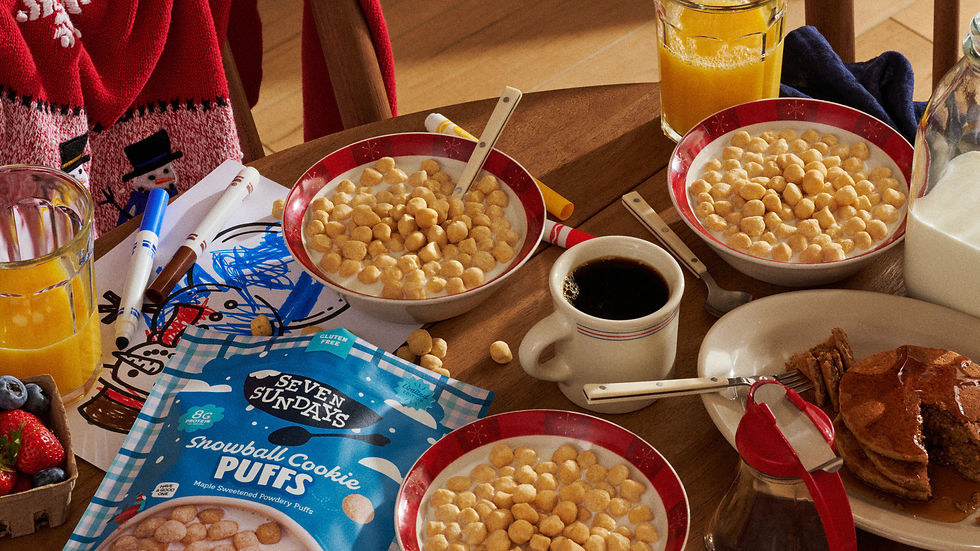Seven Sundays launches limited-edition Snowball Cookie Puffs cereal