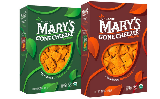 Mary's Gone Crackers launches vegan cheese-flavoured crackers