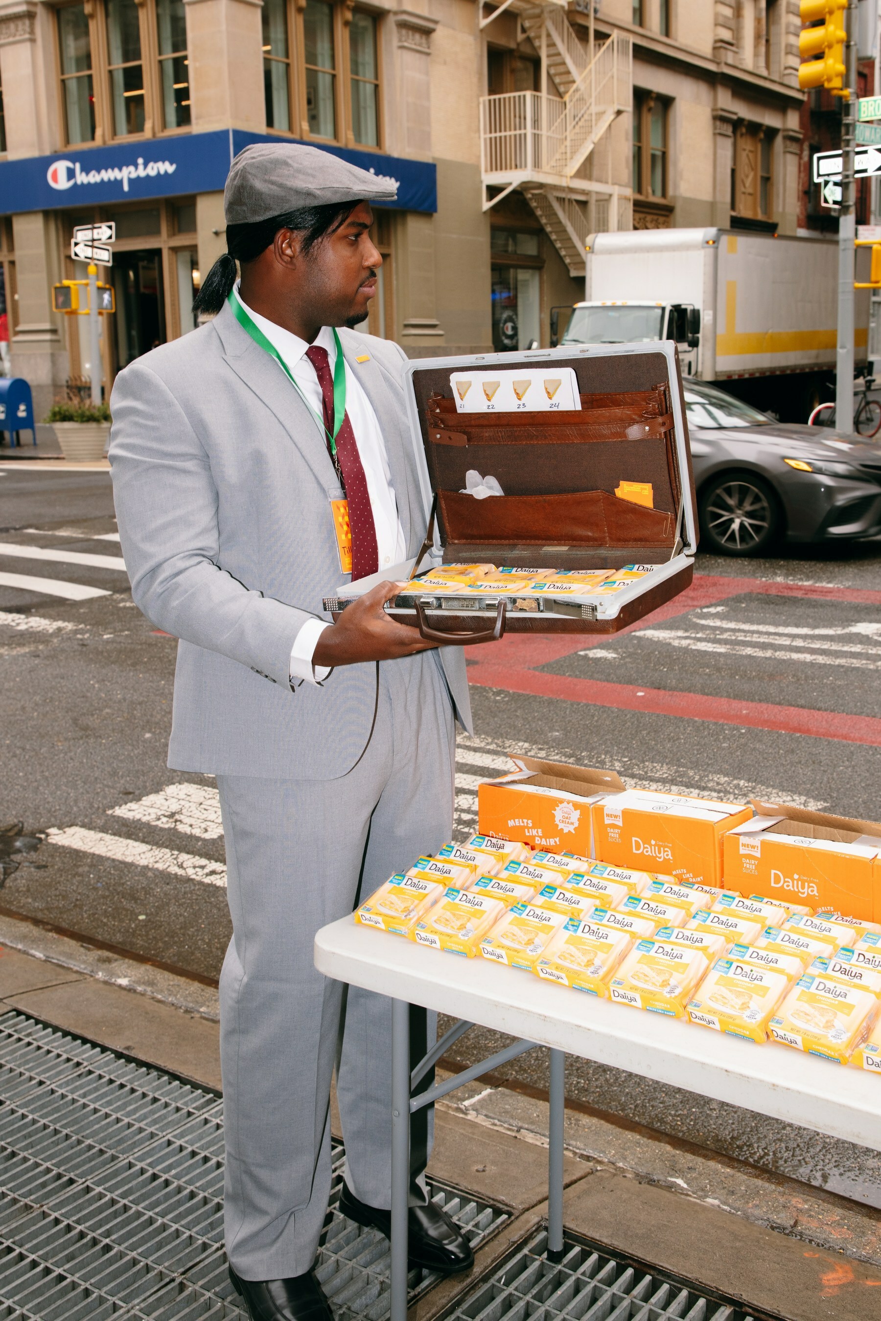 Lionel Boyce as Daiya first Fromage Forgery Salesman looking for people to pitch