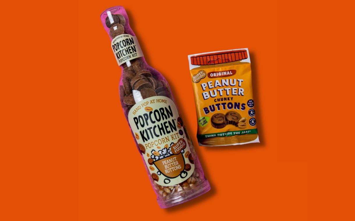 Popcorn Kitchen and Superfoodio partner on peanut butter button popcorn kit